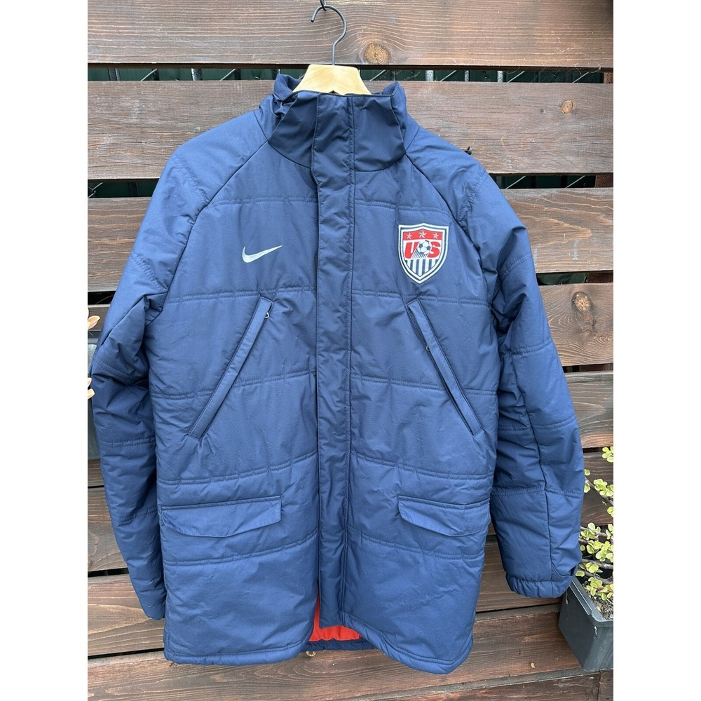Vtg‎ Nike Team USA Soccer Olympics Parka Stadium Bench Jacket Lined Puffer M